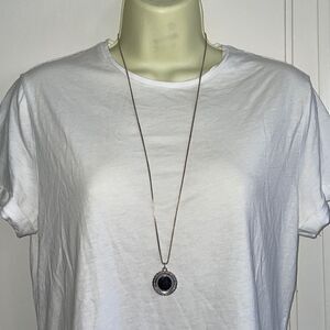 Vtg‎ La Mode sterling silver round pendant on box chain